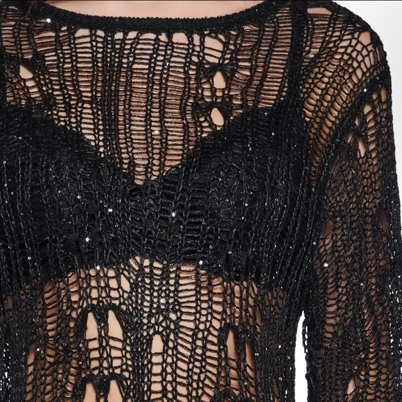 NWT the Ragged Priest Siren Sequin Distressed Knit Maxi 10 M - Picture 8 of 16